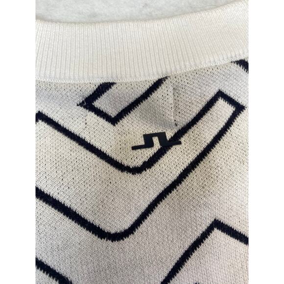 NWT J.Lindeberg Bridge Swirl Monogram Golf Sweater, Large, Navy White, 195$ - Picture 4 of 8